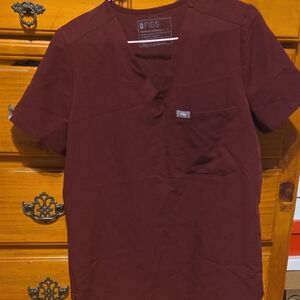 Figs Women's Burgundy Short Sleeve Scrub Top